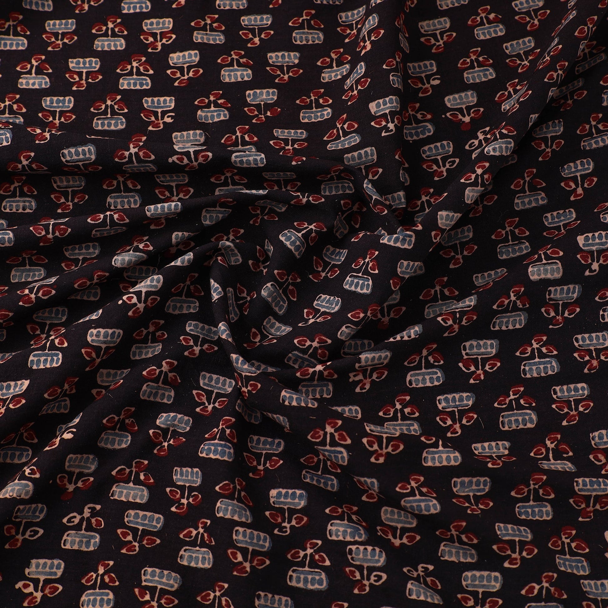 Black - Pure Cotton Ajrakh Print Fabric 38