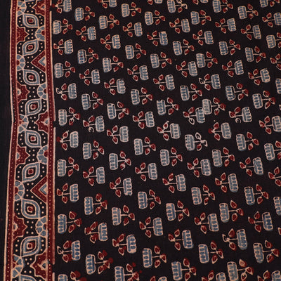 Black - Pure Cotton Ajrakh Print Fabric 38