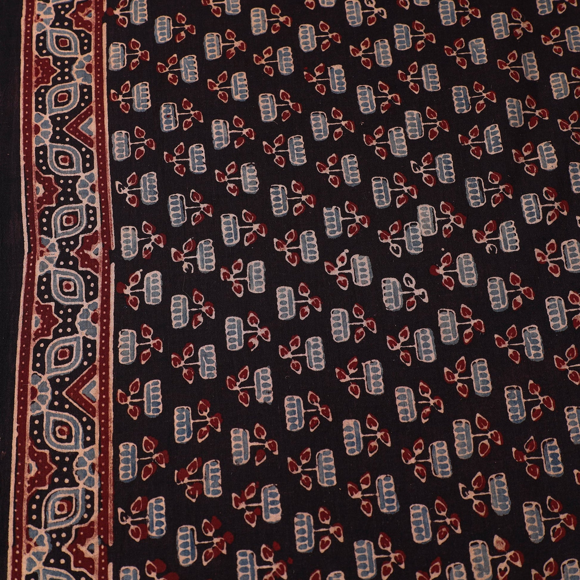 Black - Pure Cotton Ajrakh Print Fabric 38