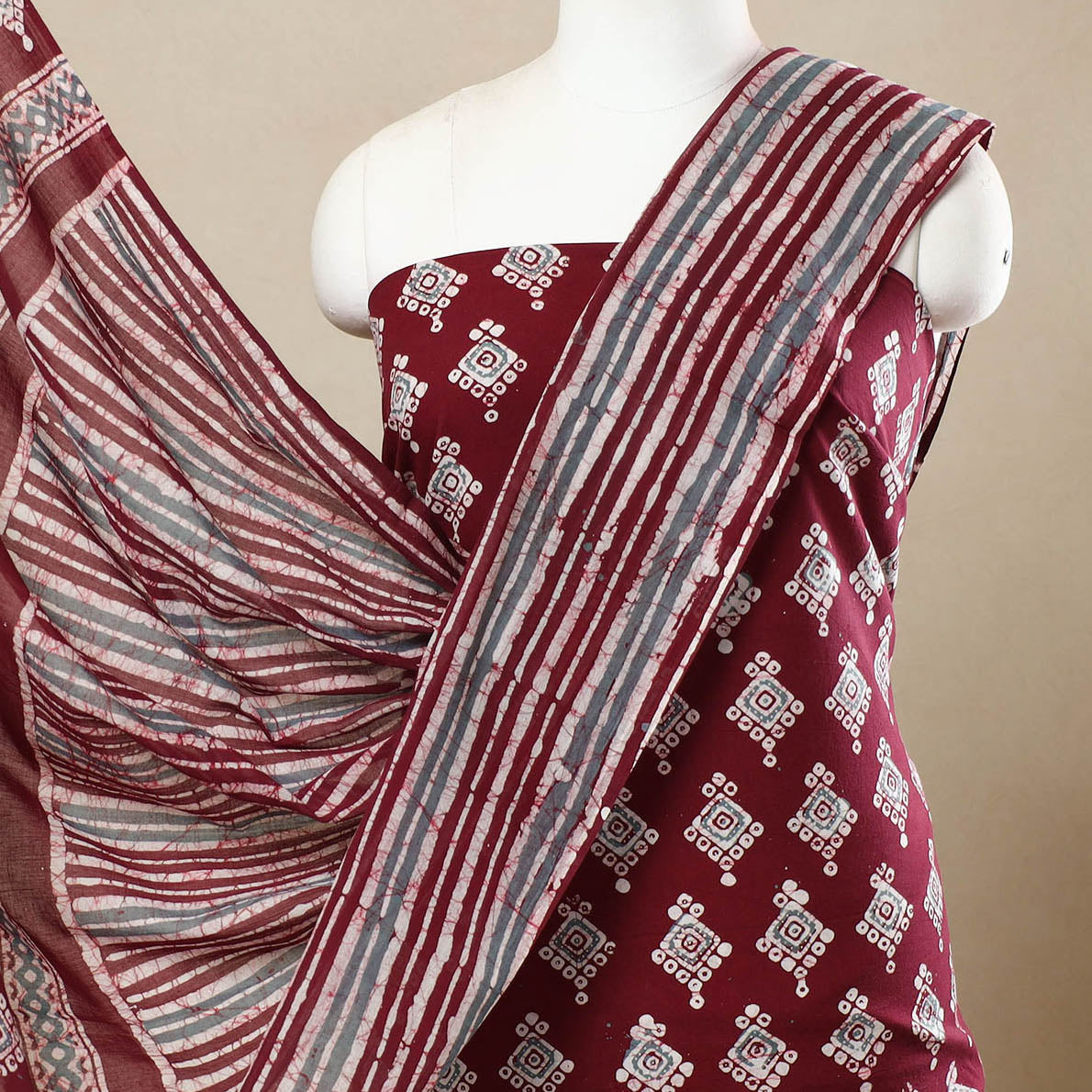 3pc Cotton Kutch Batik Print Dress Material 145
