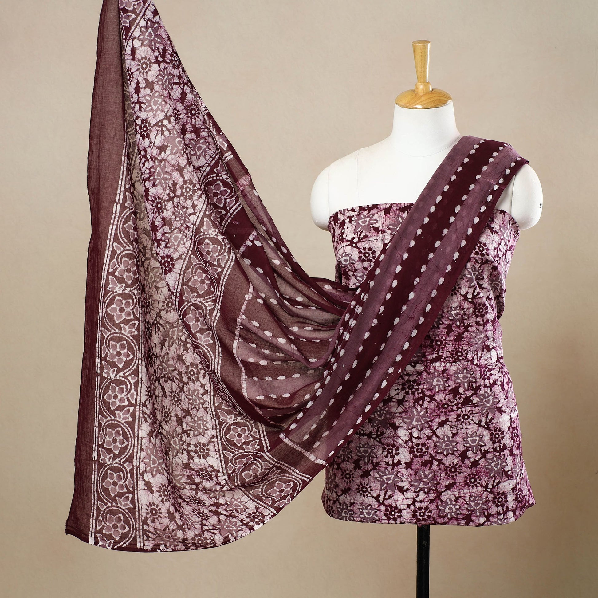 3pc Cotton Kutch Batik Print Dress Material 147