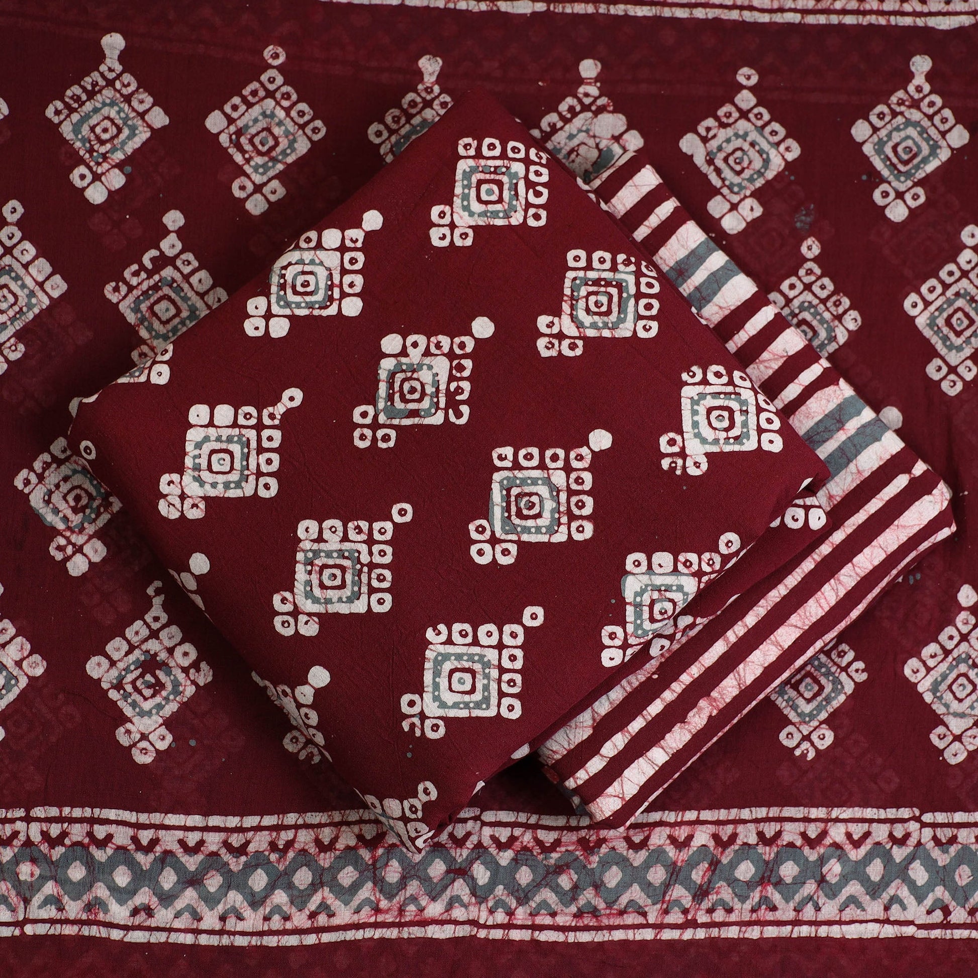 3pc Cotton Kutch Batik Print Dress Material 145