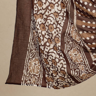 Brown - 3pc Cotton Kutch Batik Print Dress Material 149