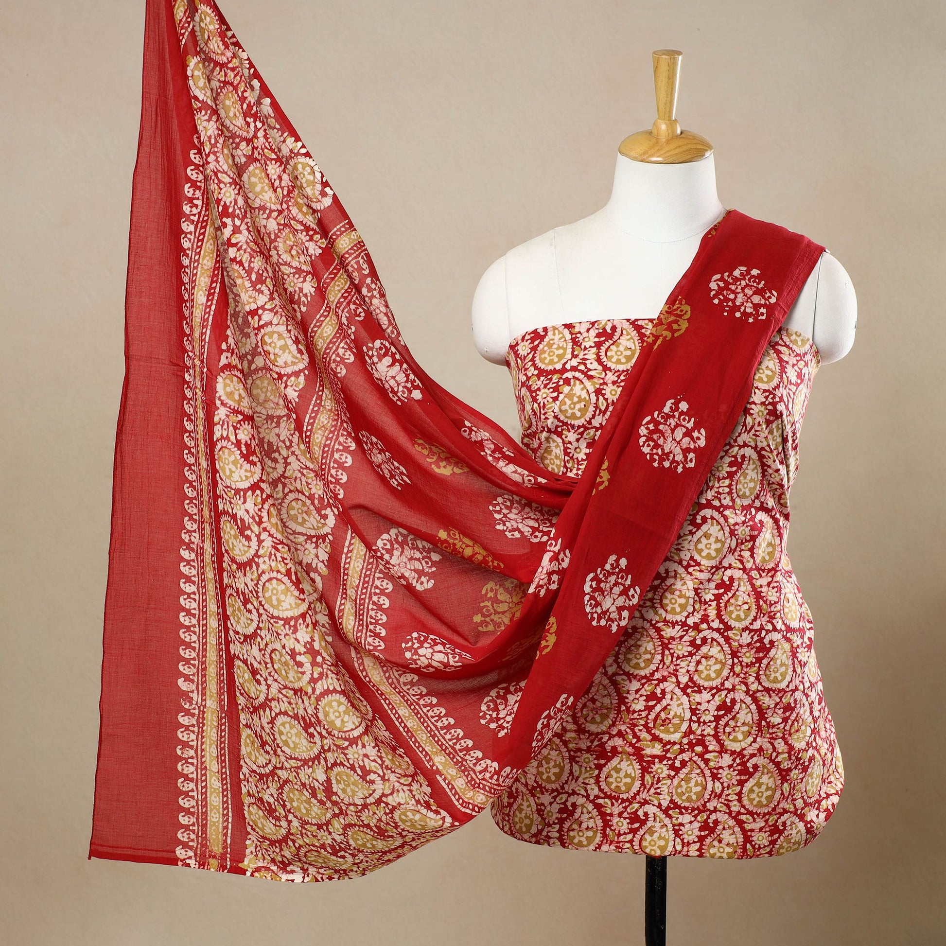 3pc Cotton Kutch Batik Print Dress Material 150