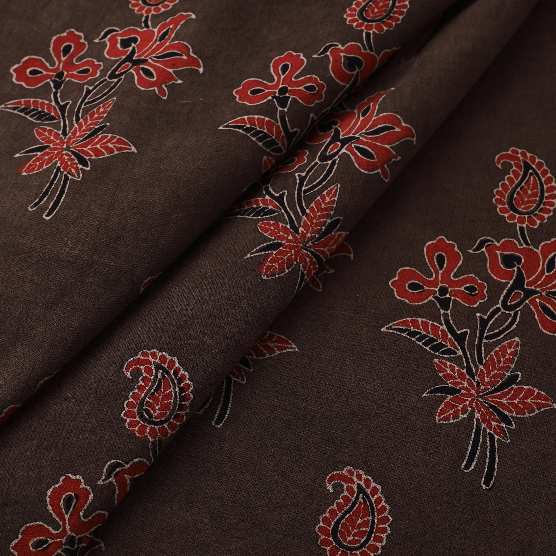 Brown - Natural Dyed Cotton Ajrakh Print Fabric 53