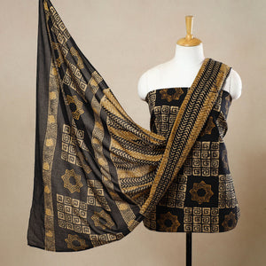 Black - 3pc Cotton Kutch Batik Print Dress Material 152