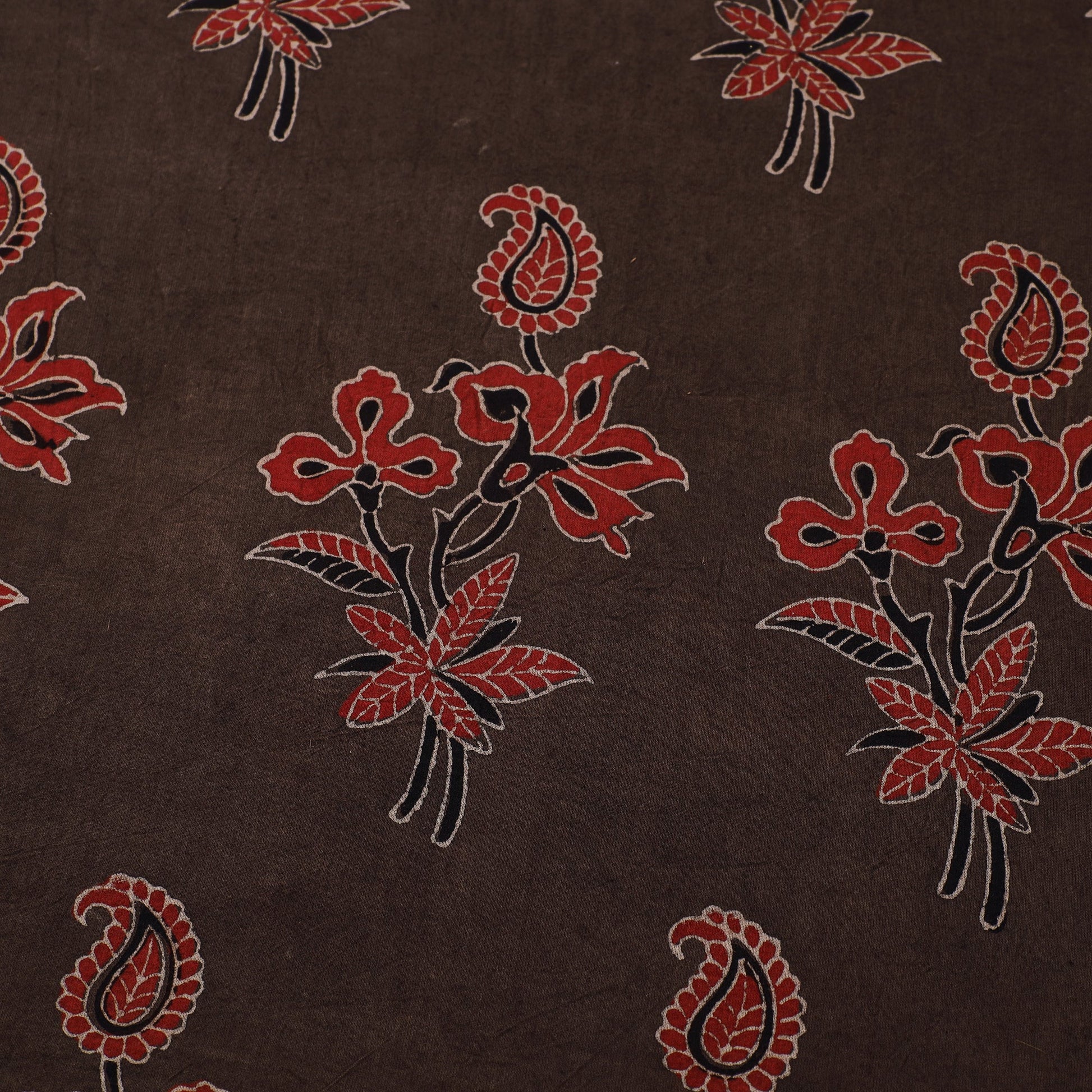 Brown - Natural Dyed Cotton Ajrakh Print Fabric 53