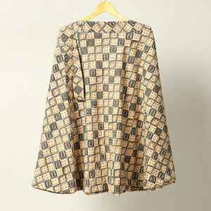 Beige - Kalamkari Block Printed Cotton Wrap Around Skirt