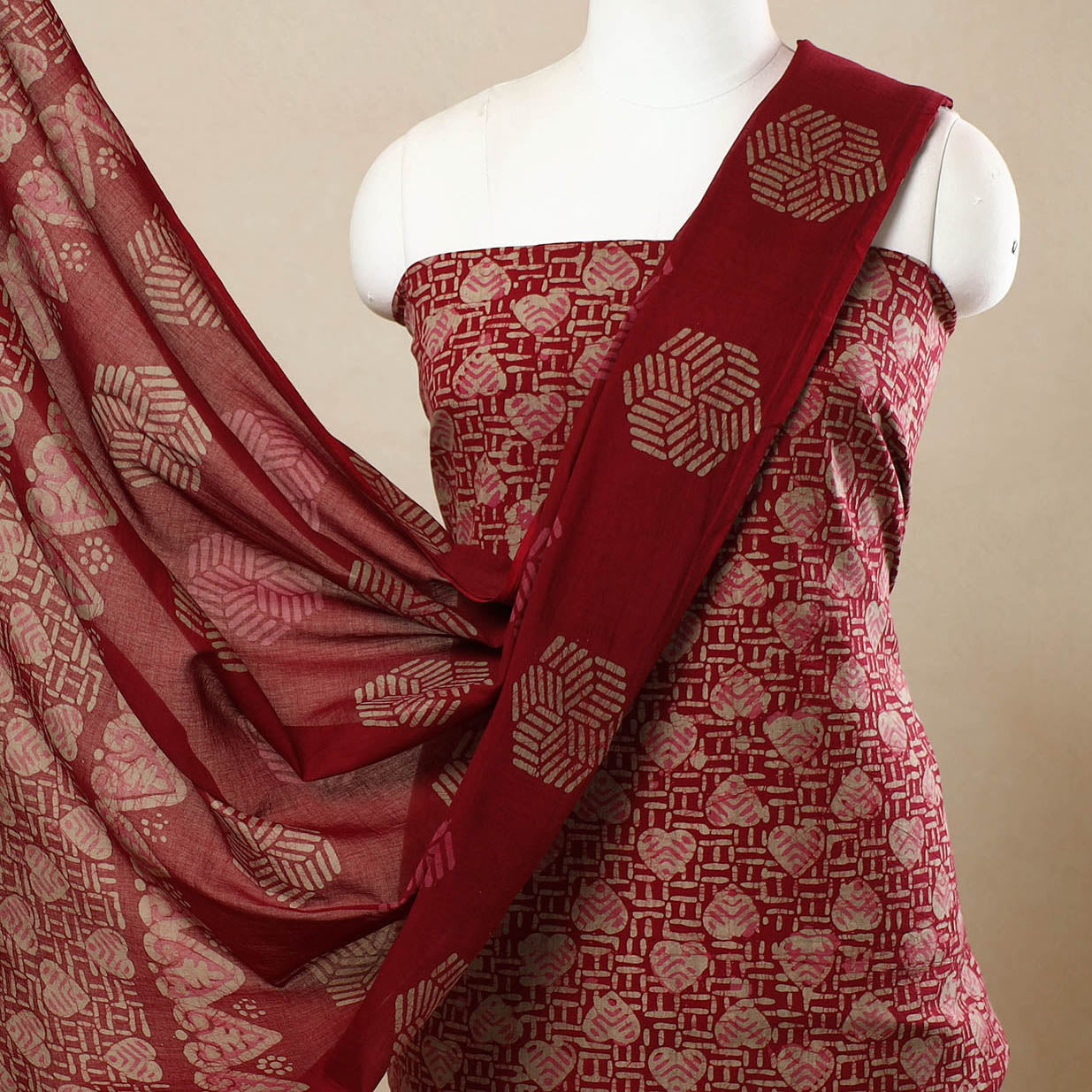 3pc Cotton Kutch Batik Print Dress Material 151