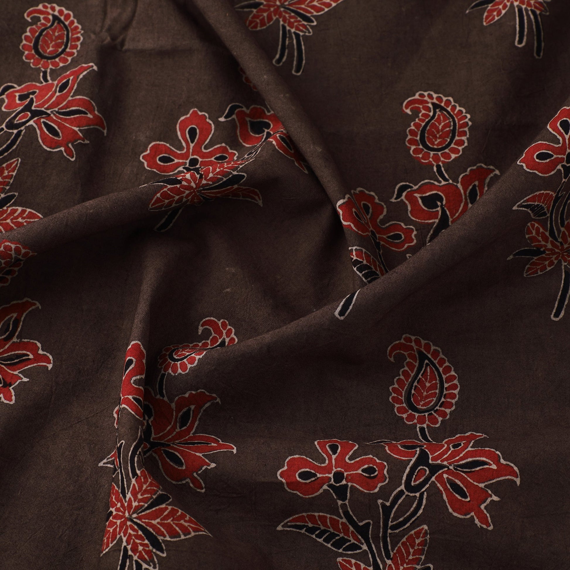 Brown - Natural Dyed Cotton Ajrakh Print Fabric 53