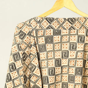 Beige - Kalamkari Block Printed Cotton Wrap Around Skirt
