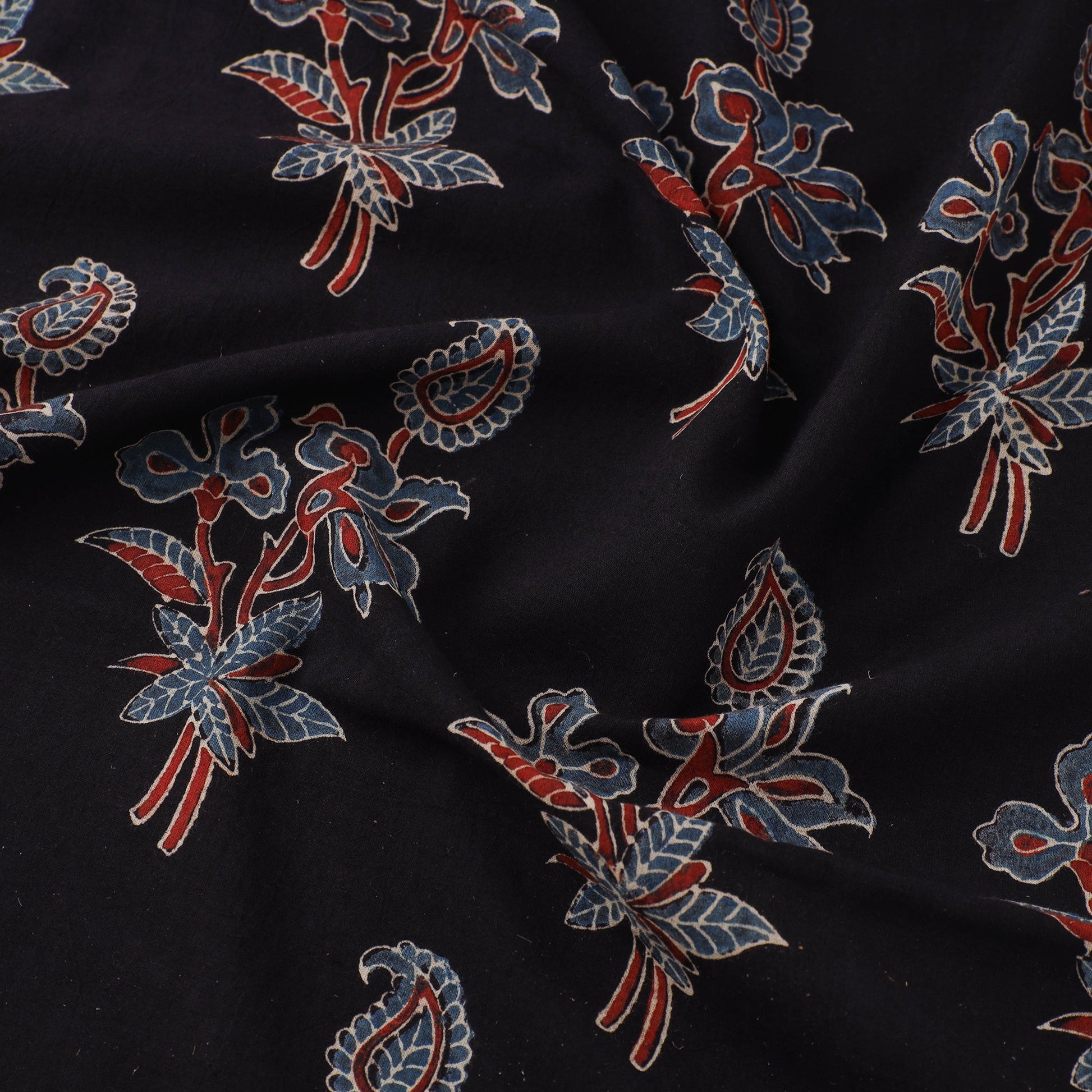 Black - Natural Dyed Cotton Ajrakh Print Fabric 54