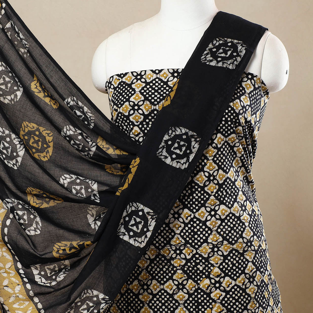 3pc Cotton Kutch Batik Print Dress Material 154