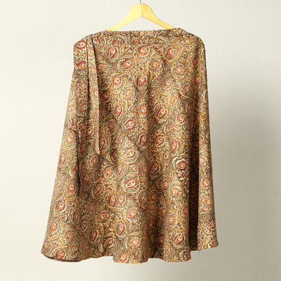 Brown - Kalamkari Block Printed Cotton Wrap Around Skirt