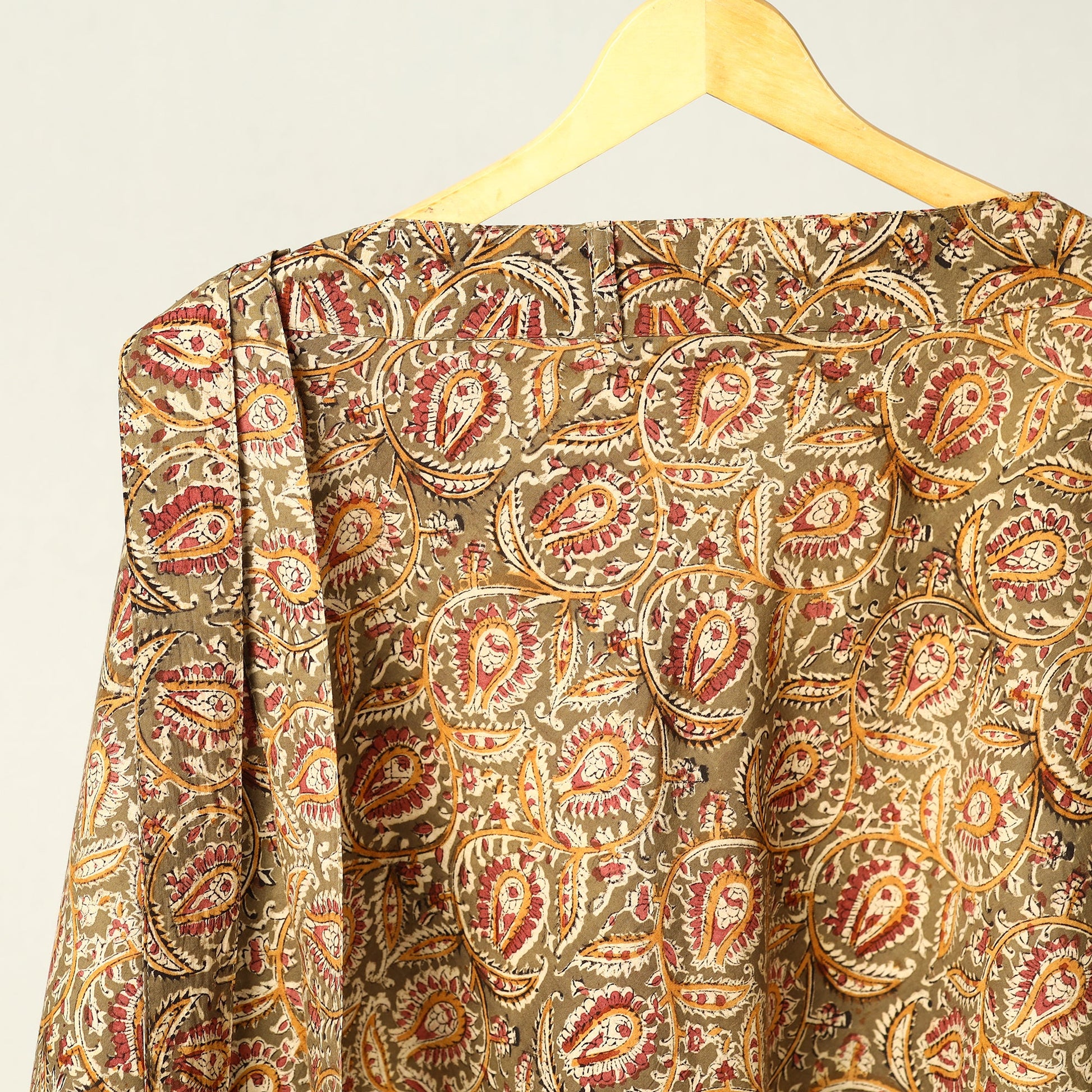 Brown - Kalamkari Block Printed Cotton Wrap Around Skirt