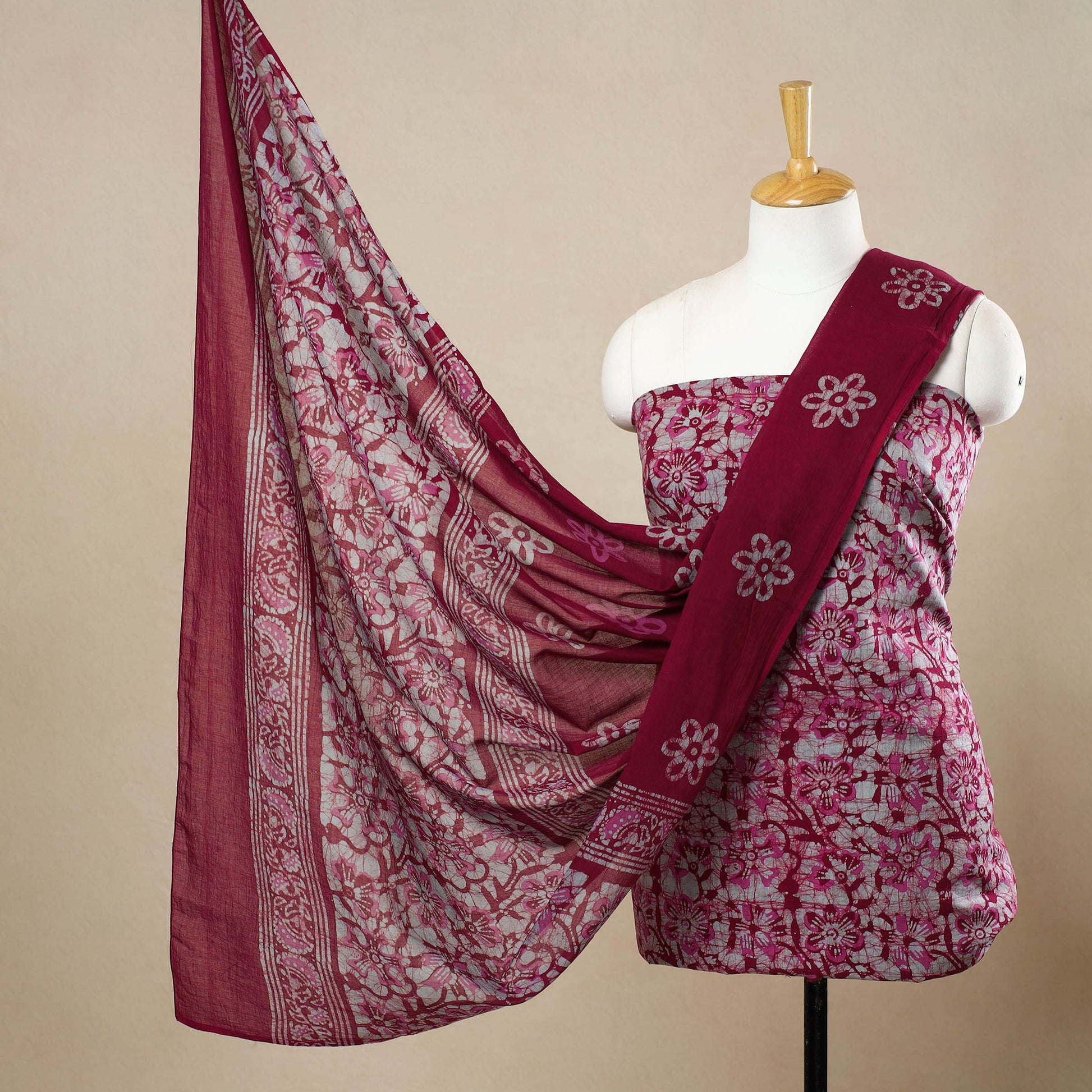 3pc Cotton Kutch Batik Print Dress Material 155
