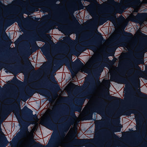 Blue - Bindaas Hand Block Print Cotton Natural Dyed Fabric 03