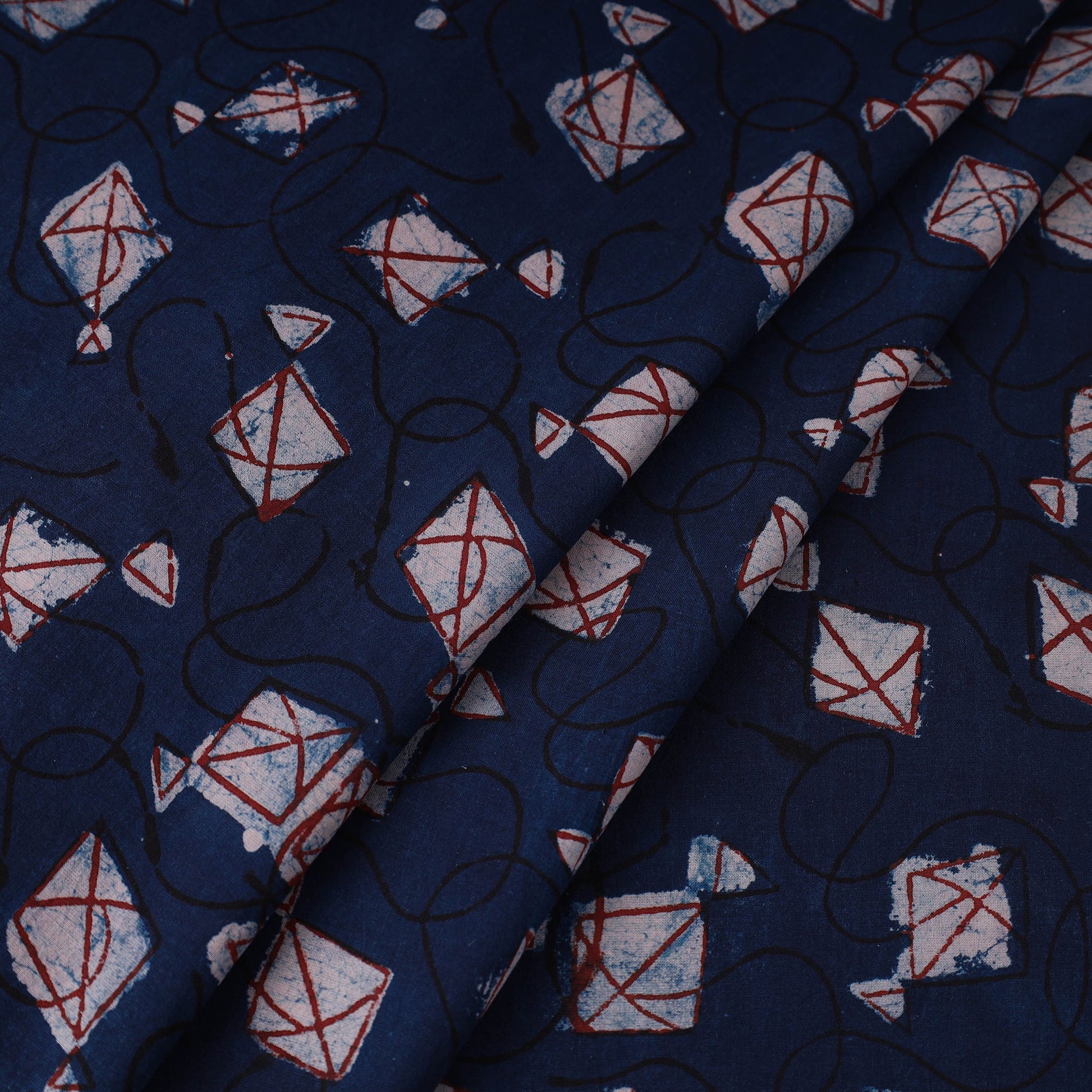 Blue - Bindaas Hand Block Print Cotton Natural Dyed Fabric 03