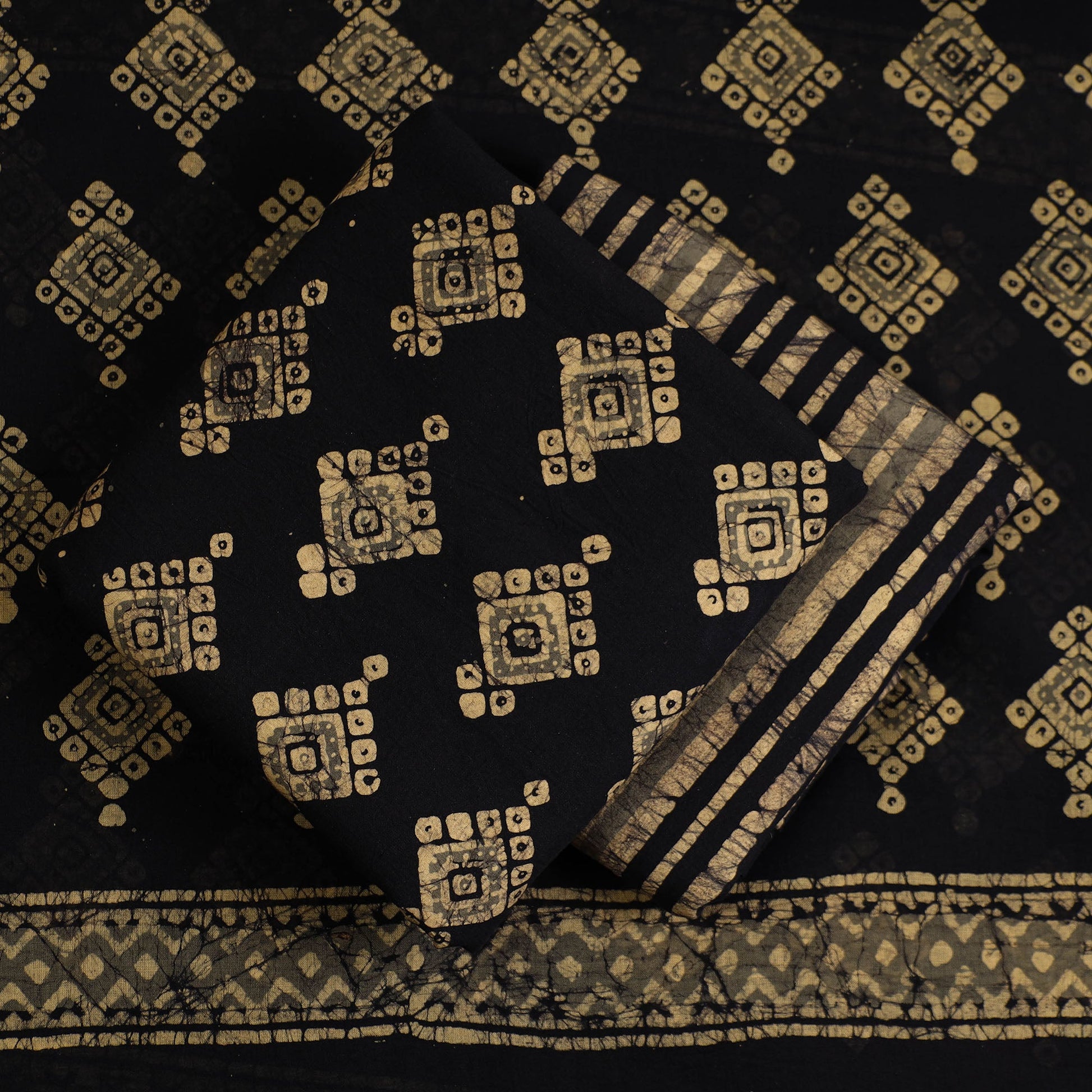 3pc Cotton Kutch Batik Print Dress Material 153