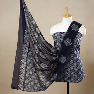 Blue - 3pc Cotton Kutch Batik Print Dress Material 157