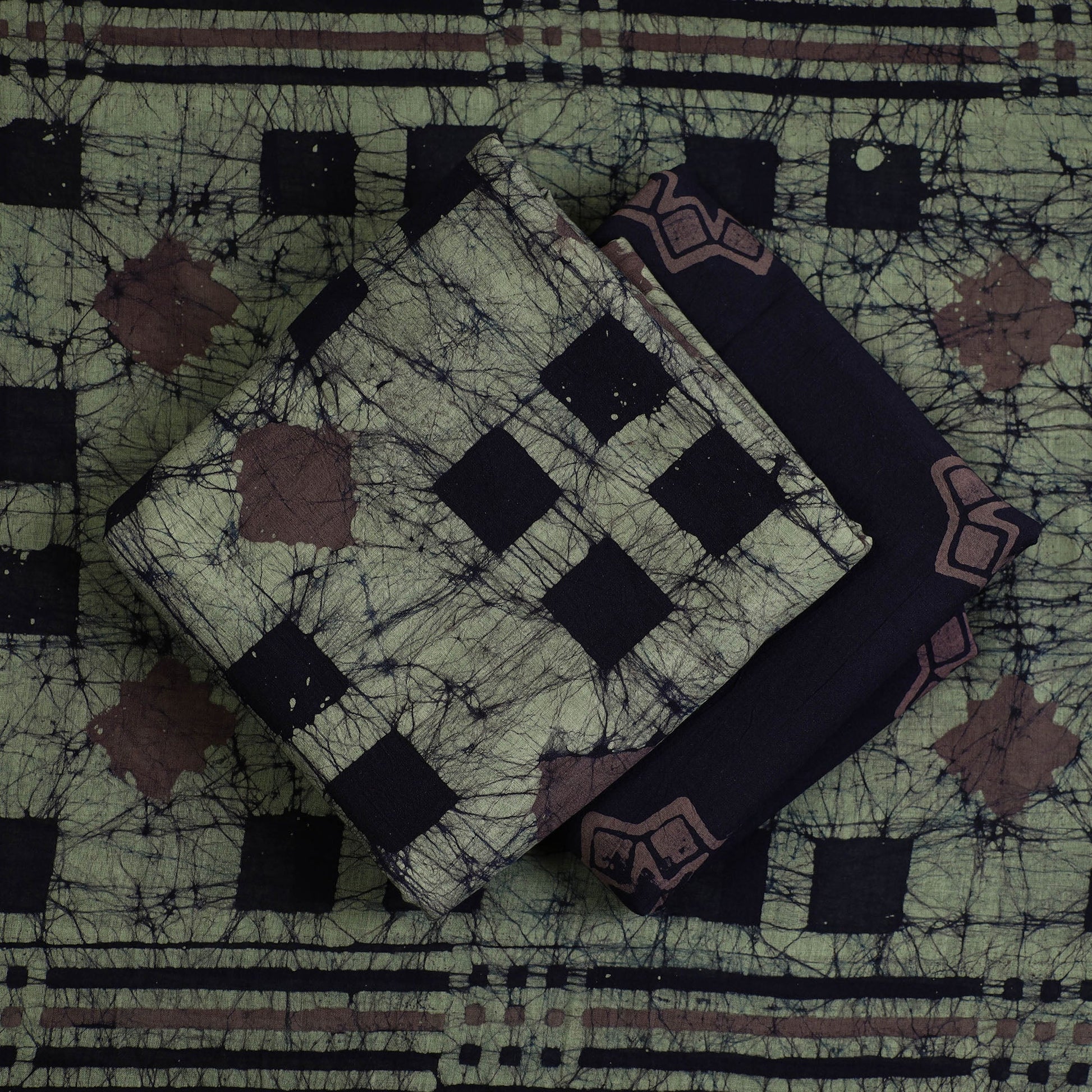 3pc Cotton Kutch Batik Print Dress Material 156
