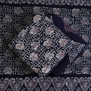 Blue - 3pc Cotton Kutch Batik Print Dress Material 157