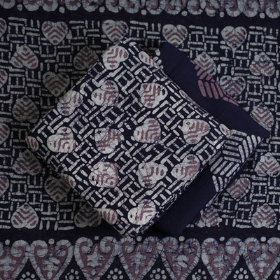 Blue - 3pc Cotton Kutch Batik Print Dress Material 157