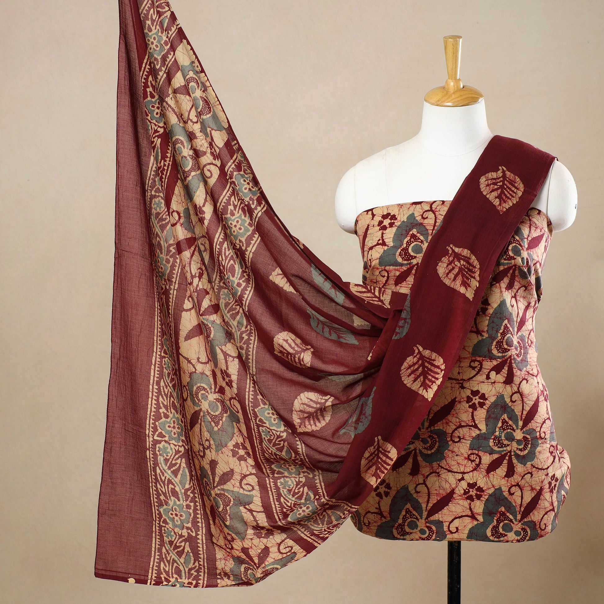 3pc Cotton Kutch Batik Print Dress Material 159