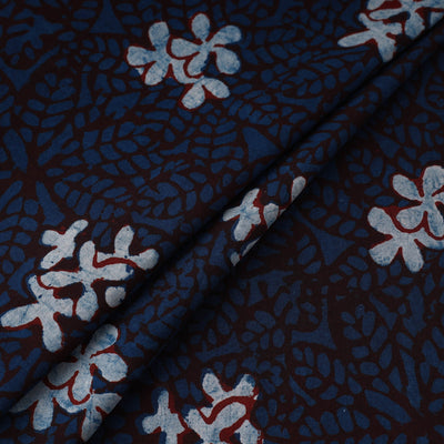 Blue - Bindaas Hand Block Print Cotton Natural Dyed Fabric 05