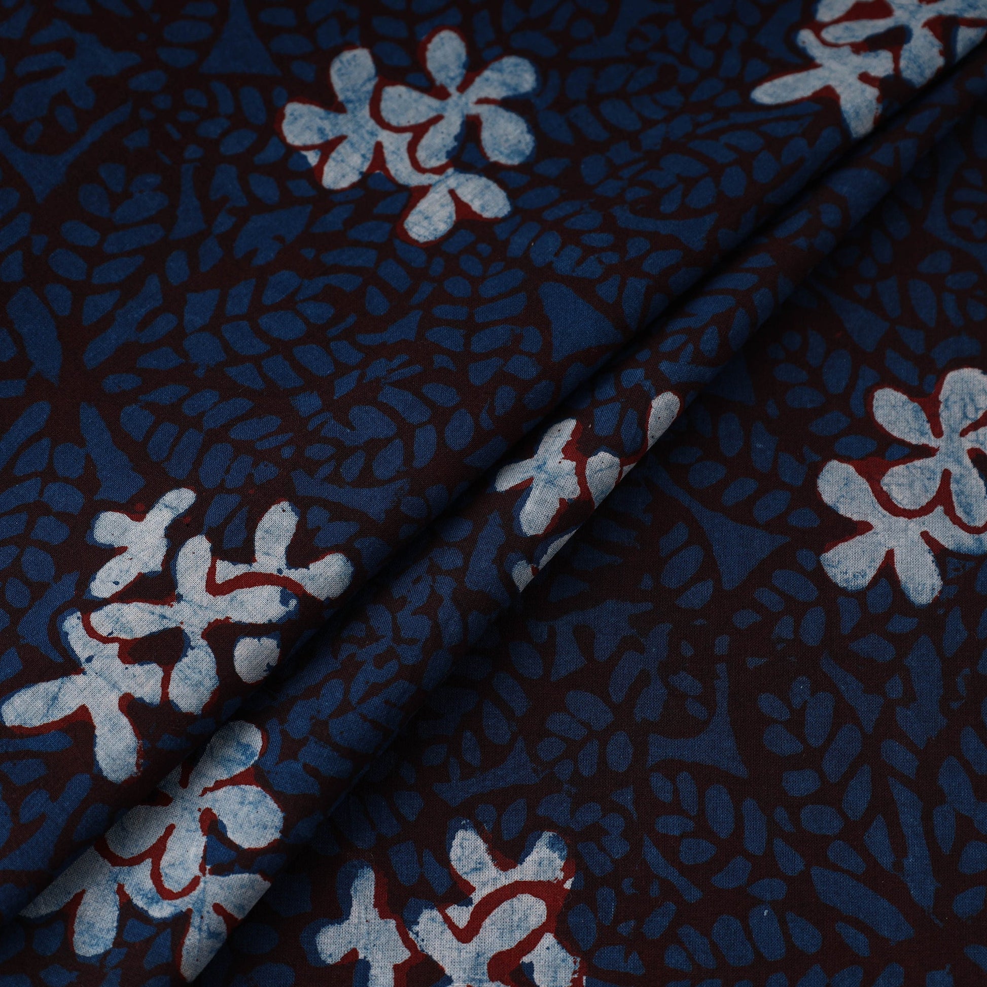 Blue - Bindaas Hand Block Print Cotton Natural Dyed Fabric 05
