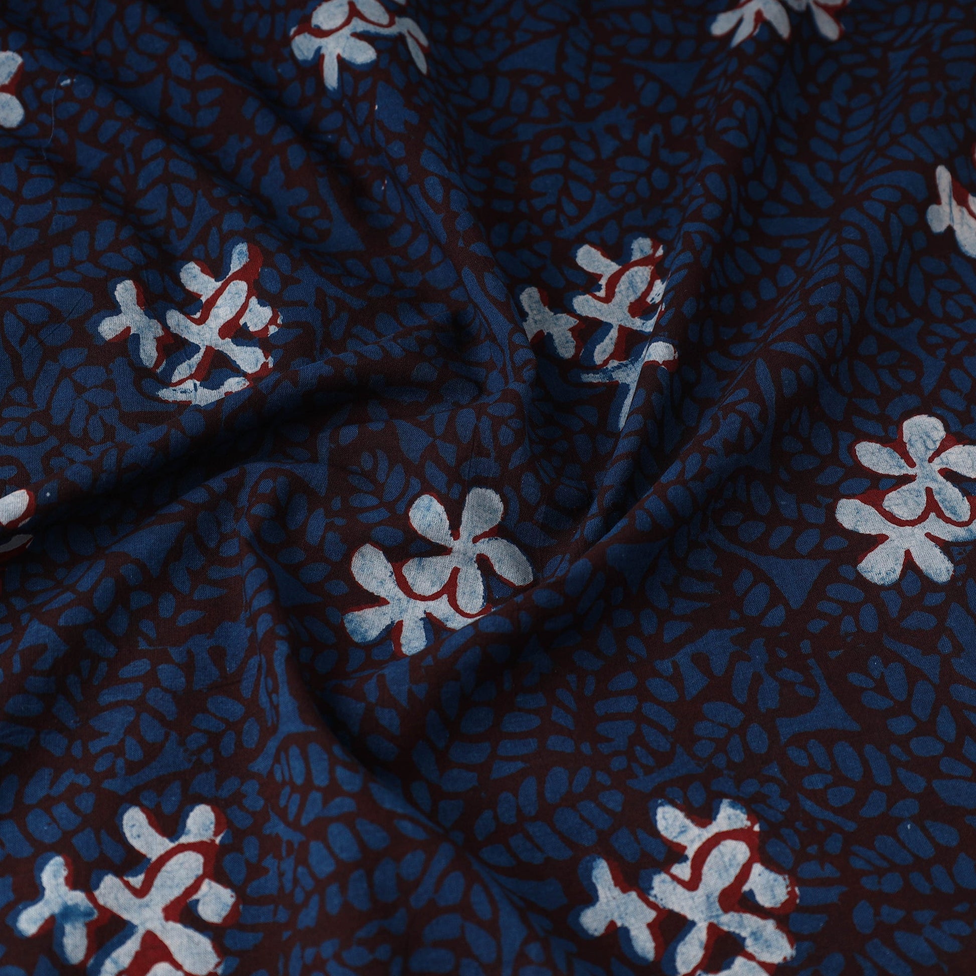 Blue - Bindaas Hand Block Print Cotton Natural Dyed Fabric 05