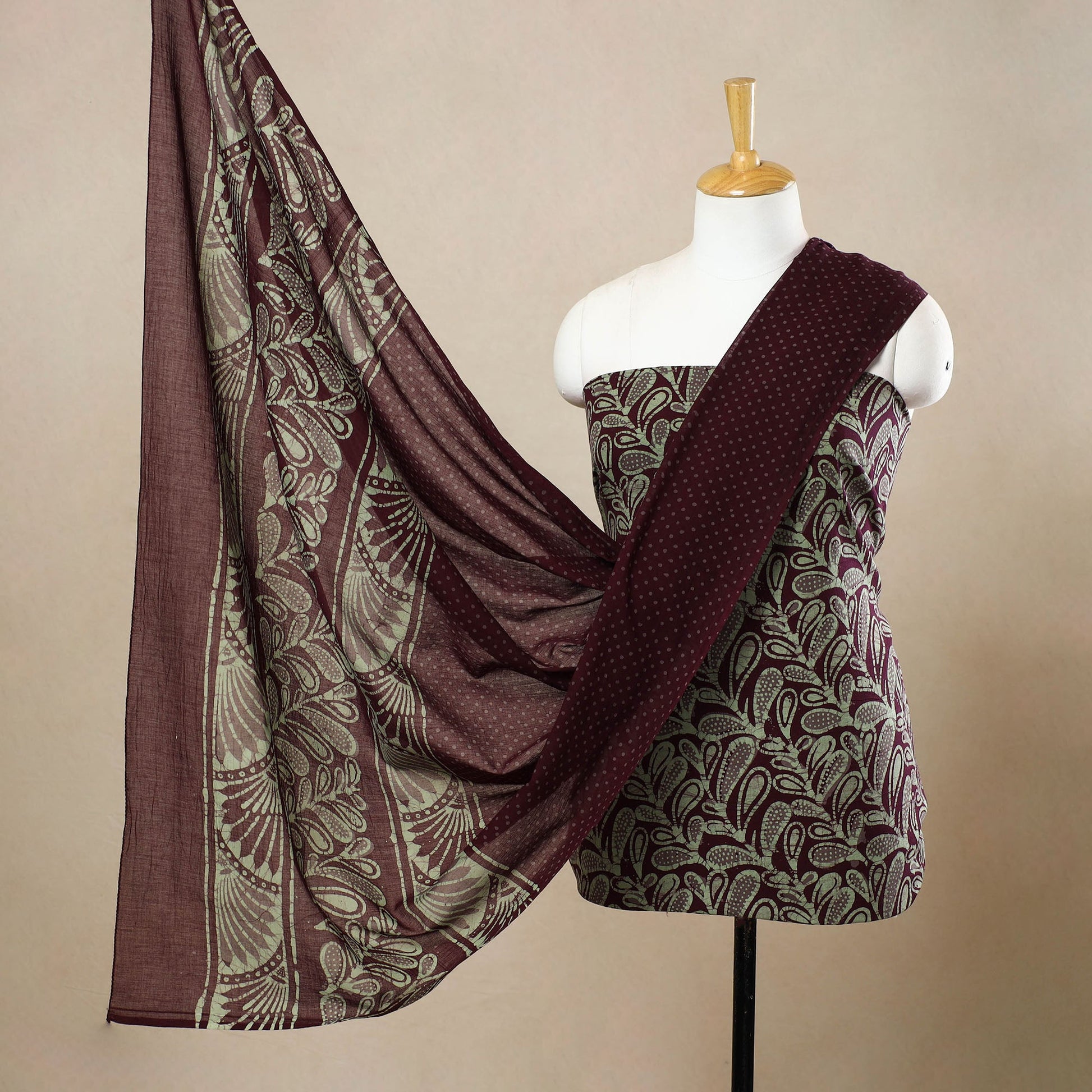 3pc Cotton Kutch Batik Print Dress Material 162