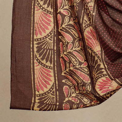 Brown - 3pc Cotton Kutch Batik Print Dress Material 163