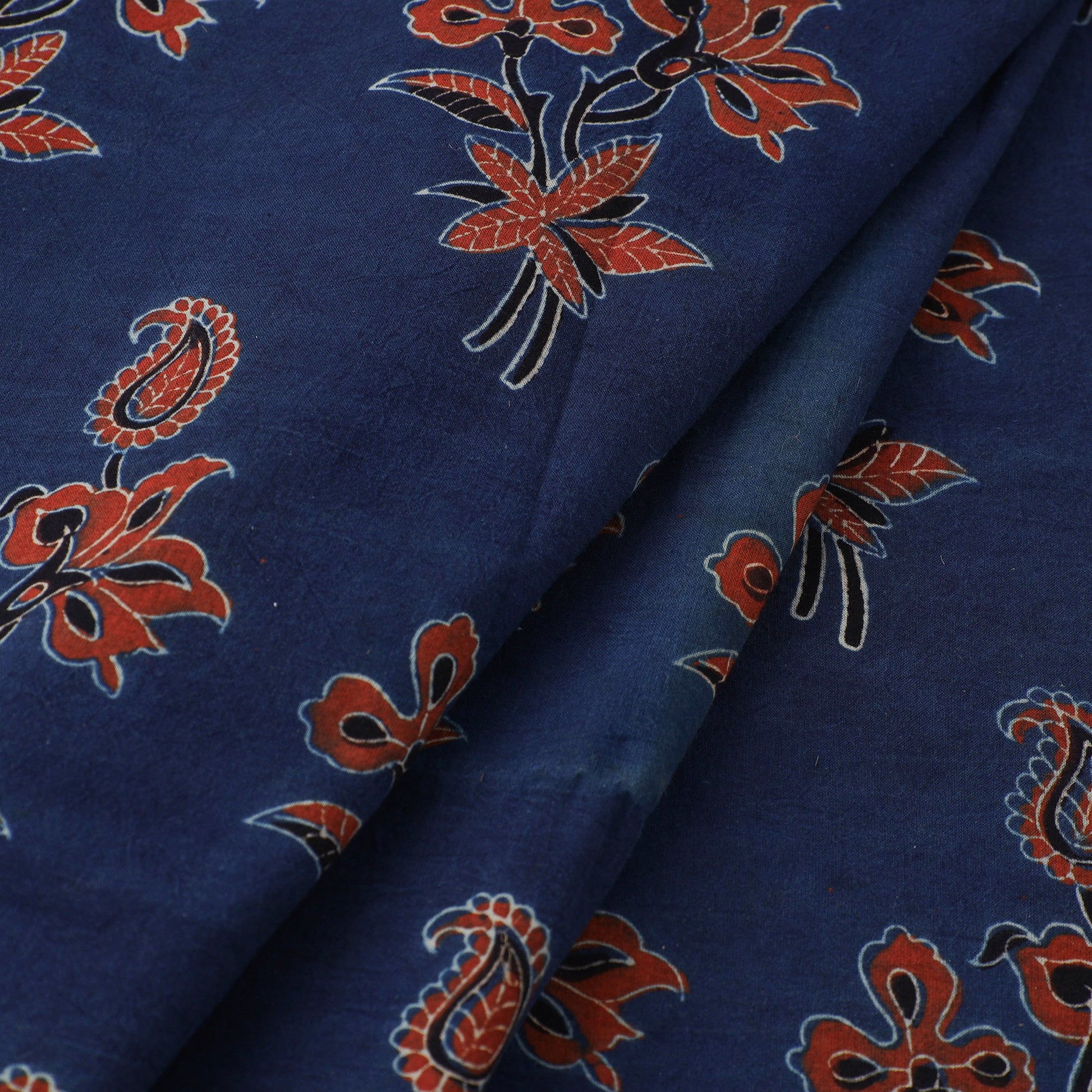Blue - Ajrakh Block Printed Cotton Fabric 62
