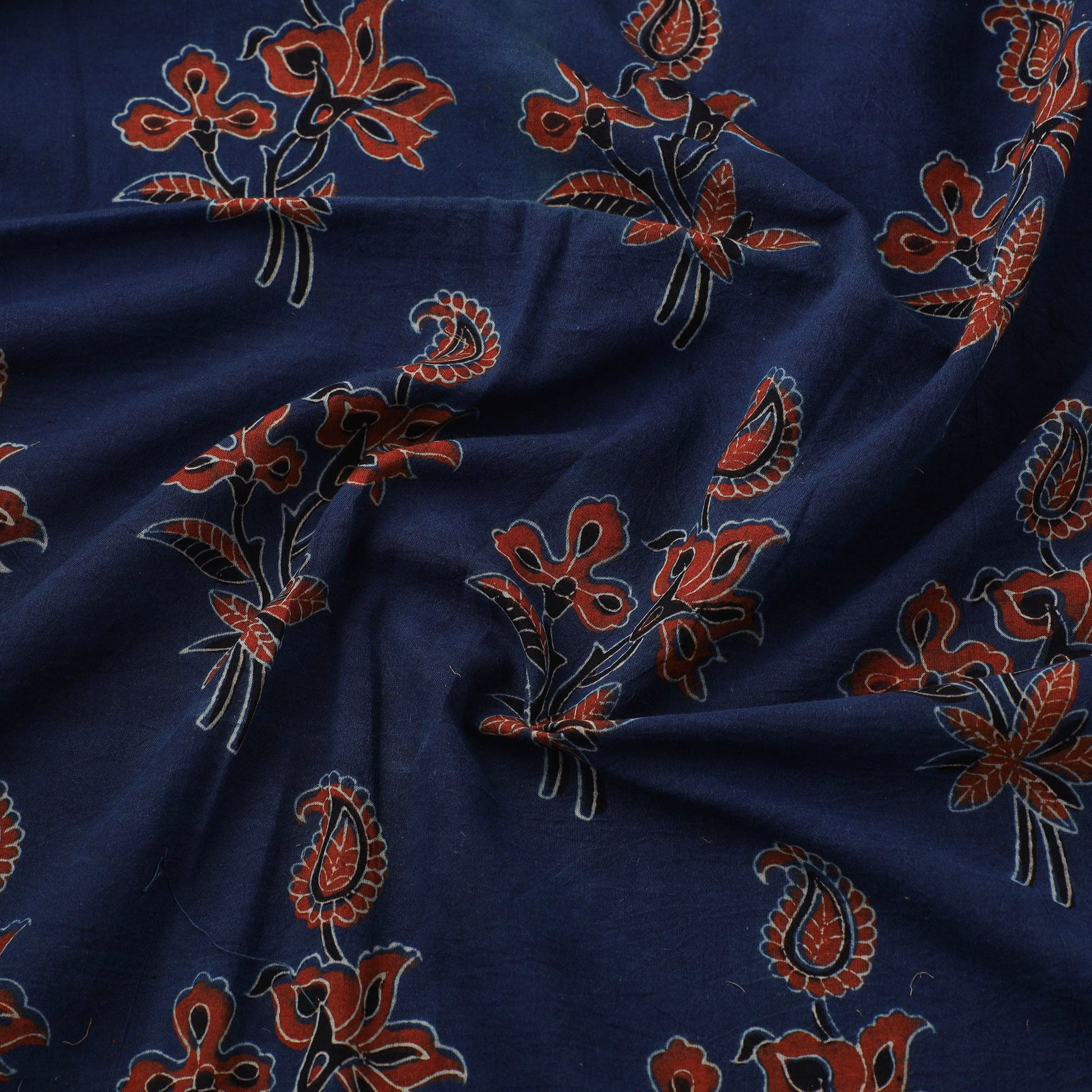 Blue - Ajrakh Block Printed Cotton Fabric 62