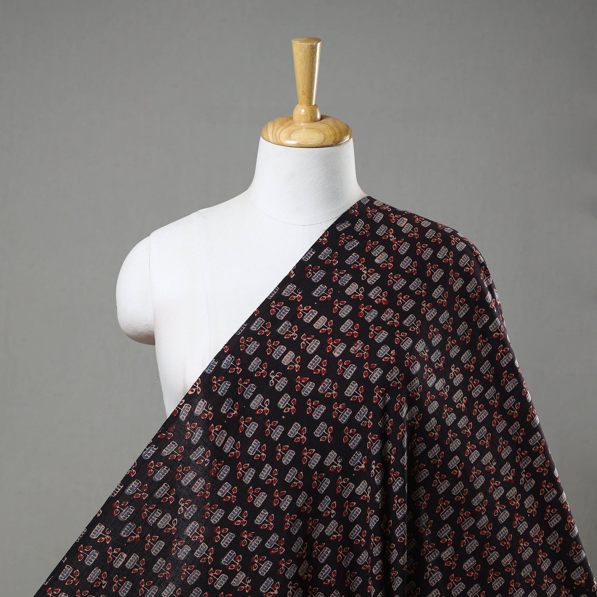Black - Pure Cotton Ajrakh Print Fabric 38