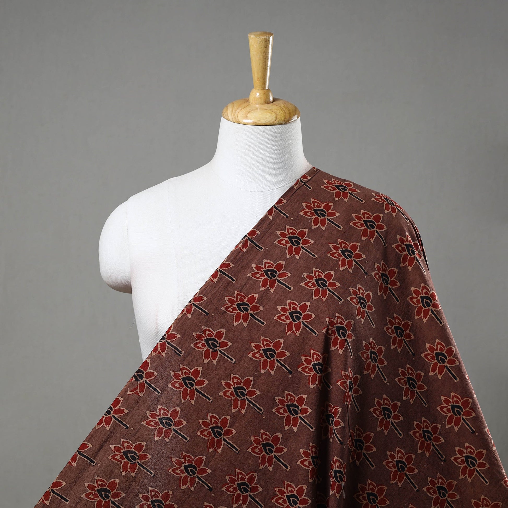 Brown - Pure Cotton Ajrakh Print Fabric 35