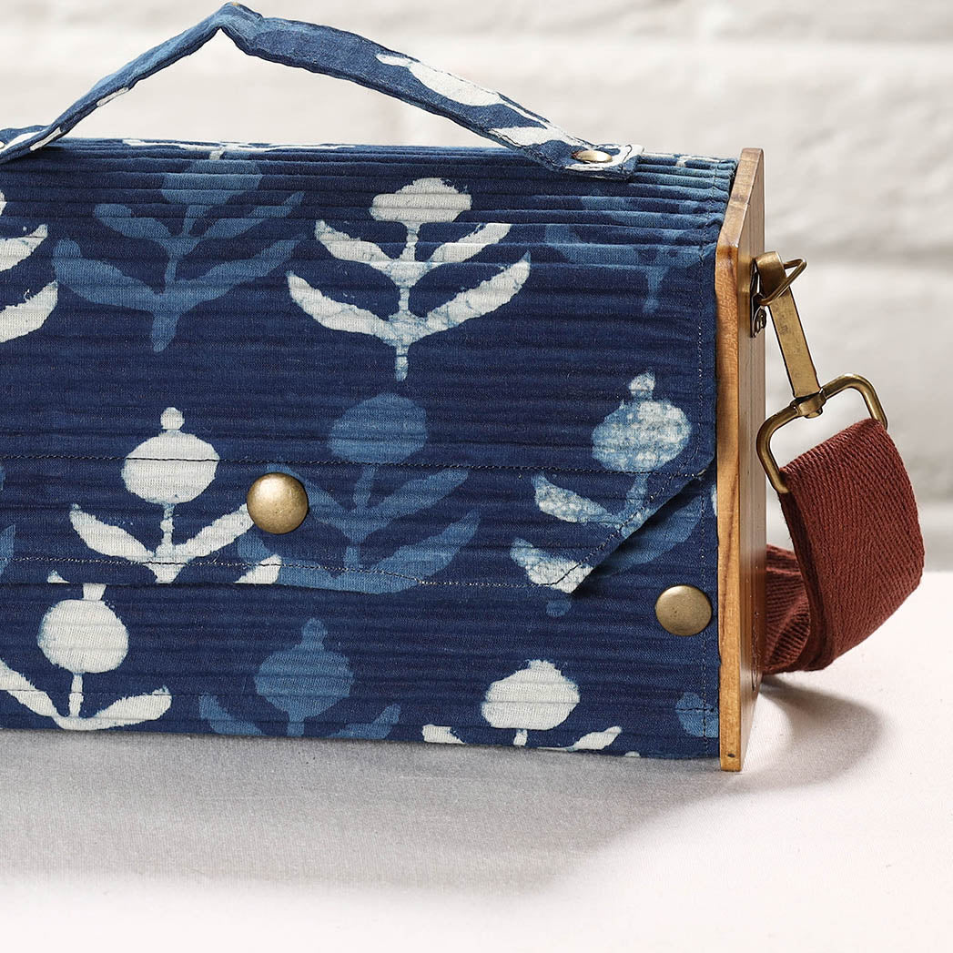 Blue - DIY Box Sling Bag / Clutch with Changeable Sleeve