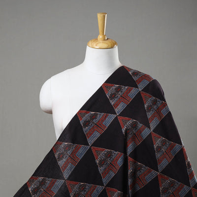 Black - Pure Cotton Ajrakh Print Fabric 17