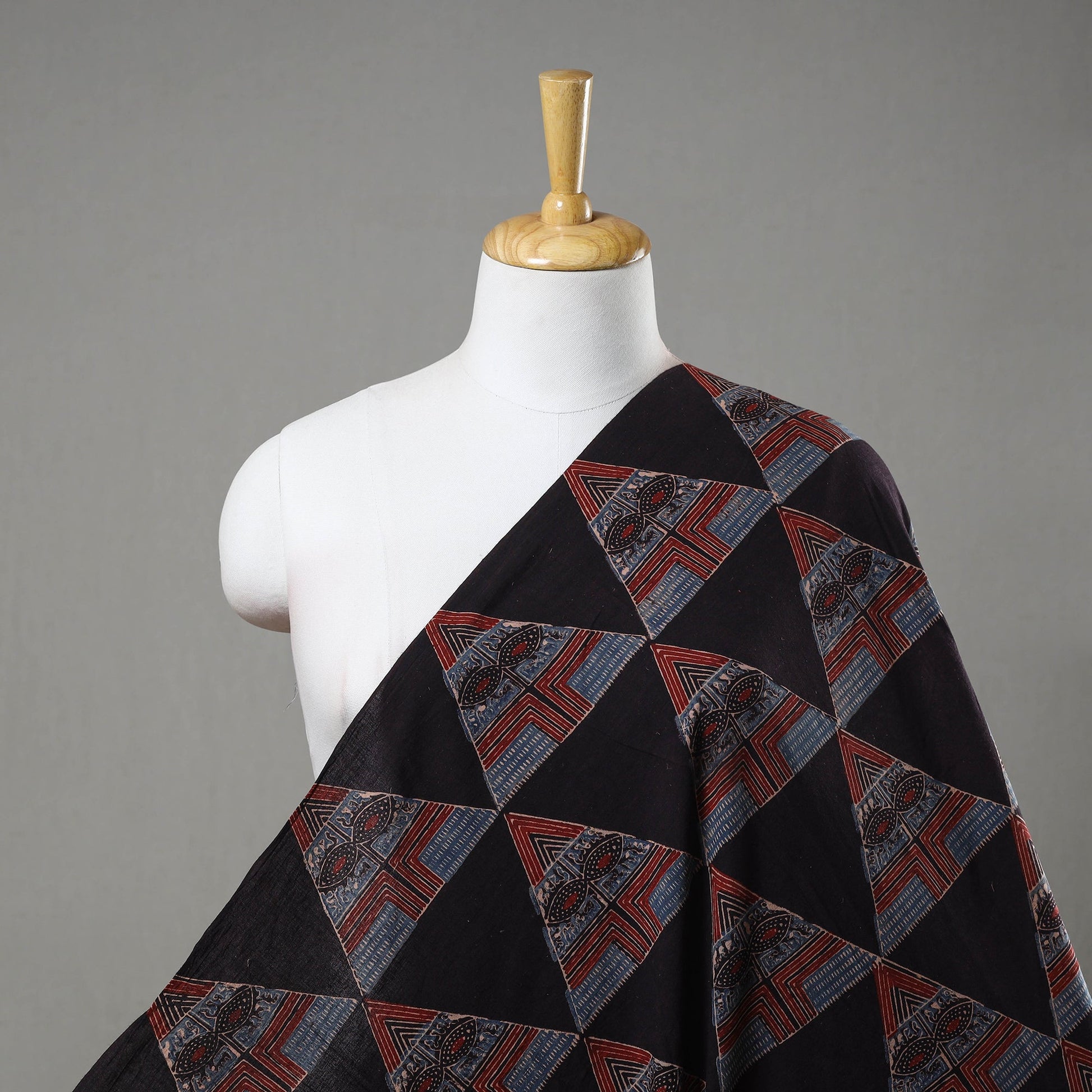 Black - Pure Cotton Ajrakh Print Fabric 17