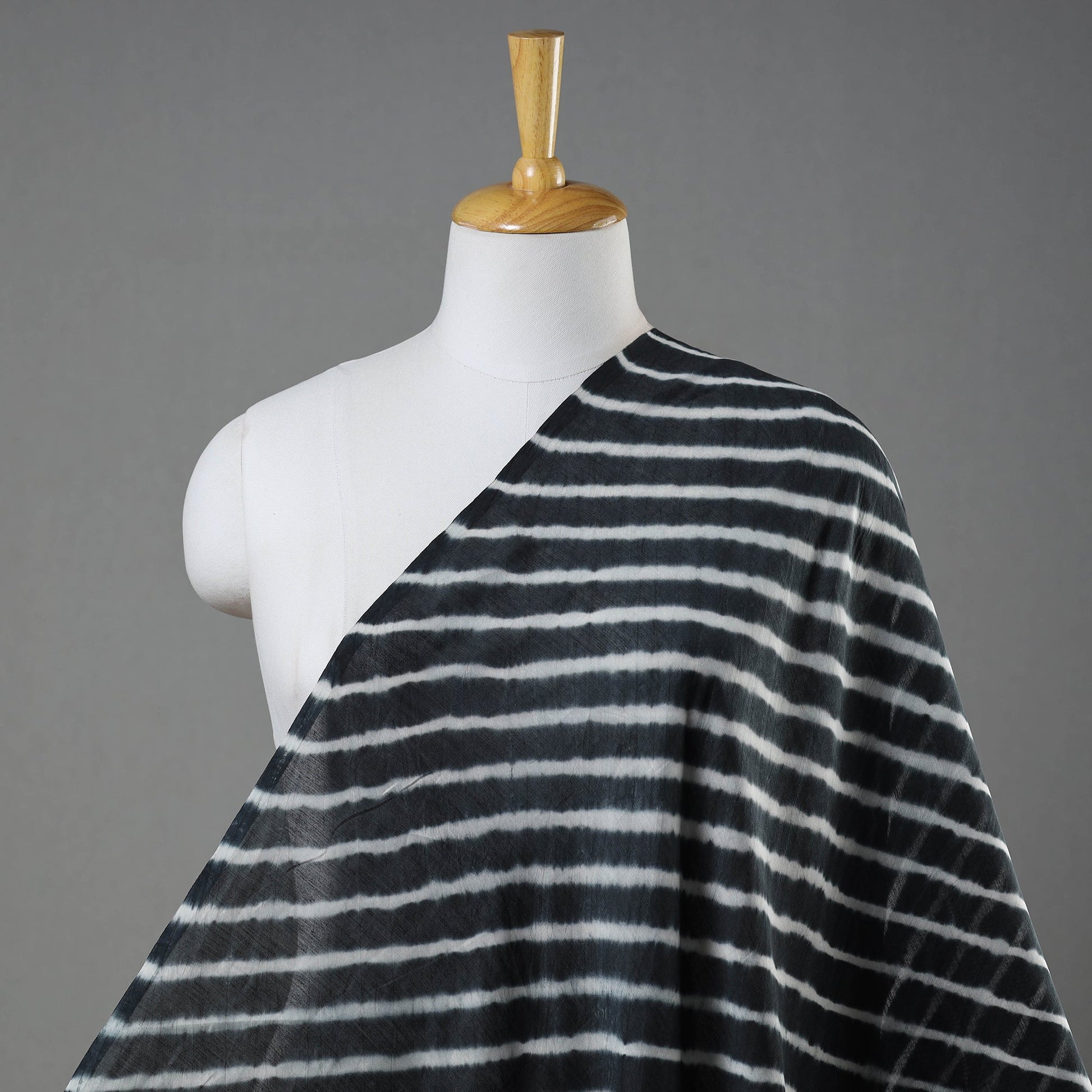 Black - Leheriya Tie-Dye Chanderi Silk Fabric 04