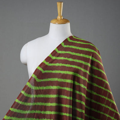 Brown - Multicolour Leheriya Tie-Dye Chanderi Silk Fabric 10