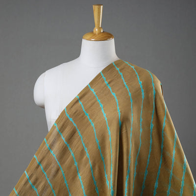 Brown - Multicolour Leheriya Tie-Dye Chanderi Silk Fabric 11