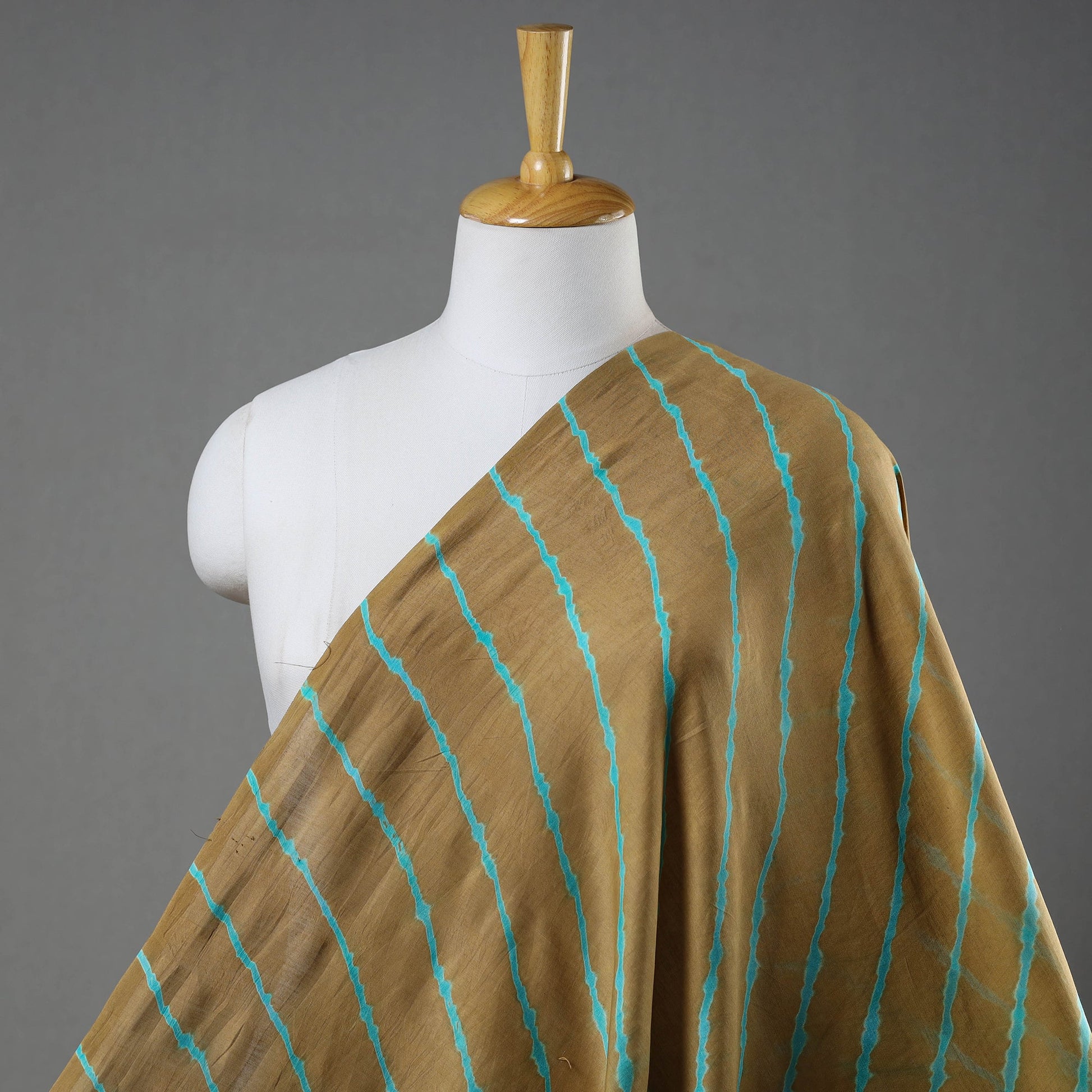 Brown - Multicolour Leheriya Tie-Dye Chanderi Silk Fabric 11