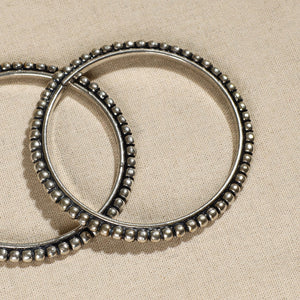 Antique Finish Oxidised White Metal Bangle (Set of 2) 08