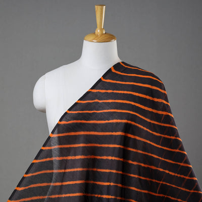 Black - Multicolour Leheriya Tie-Dye Chanderi Silk Fabric 16