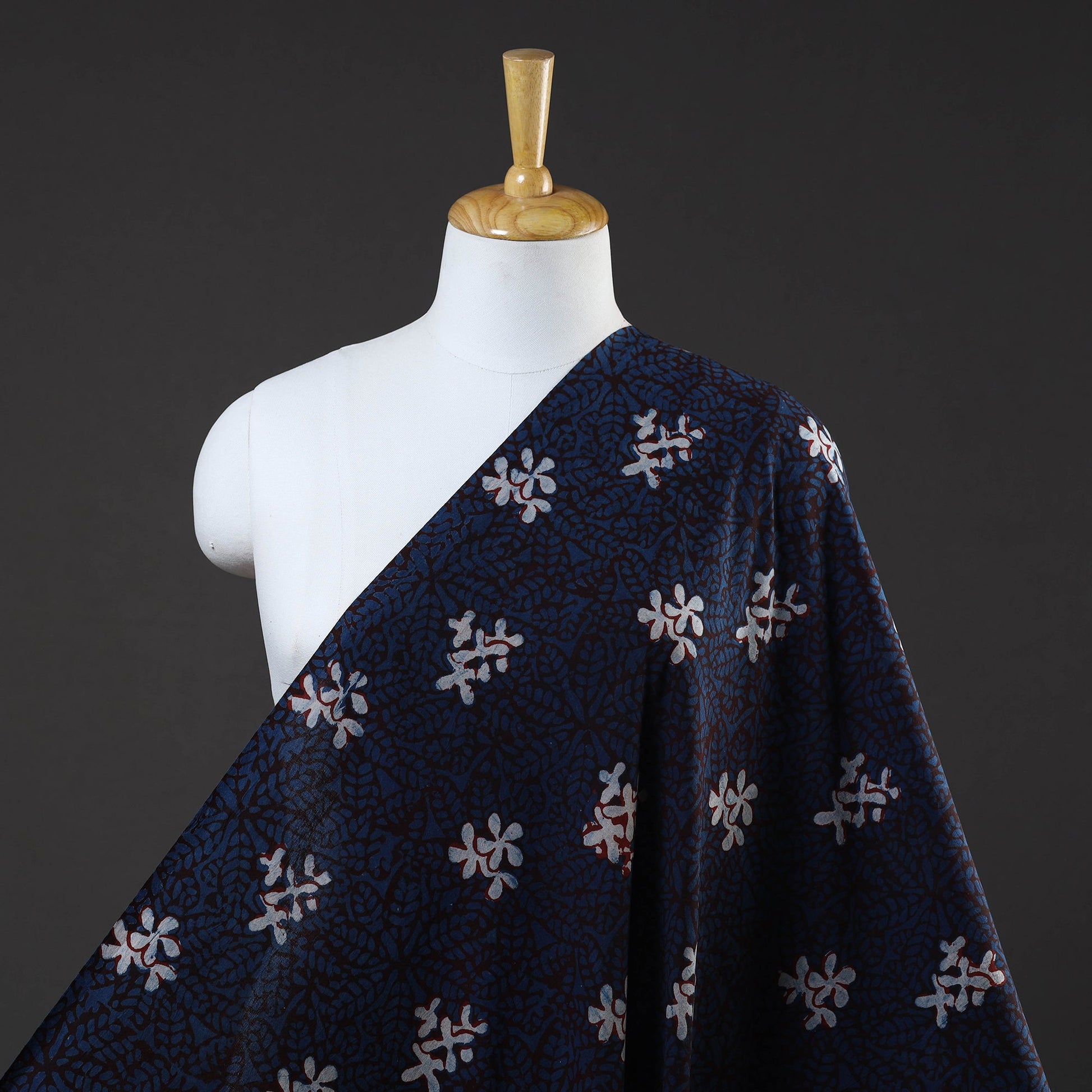 Blue - Bindaas Hand Block Print Cotton Natural Dyed Fabric 05