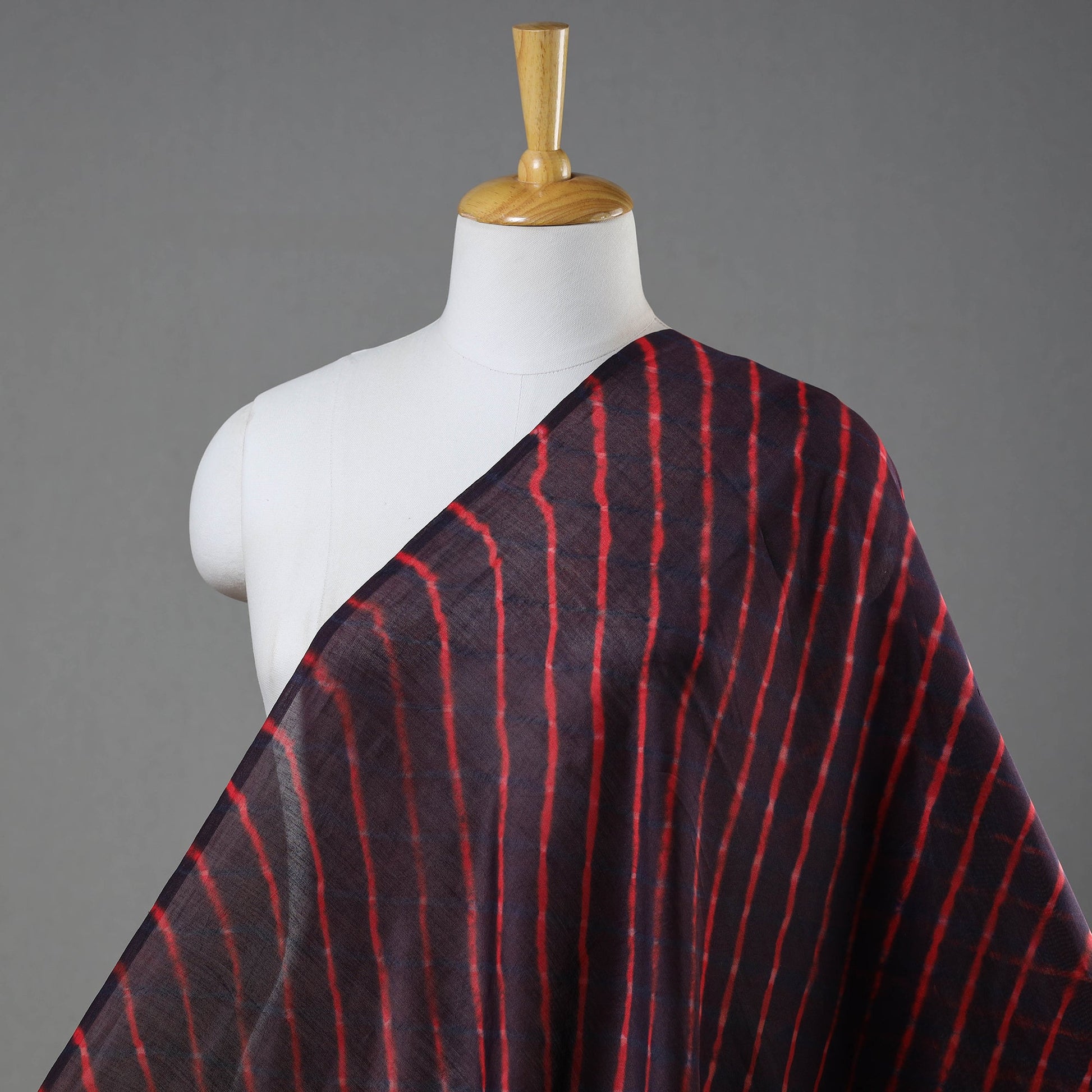 Black - Leheriya Tie-Dye Mothra Chanderi Silk Fabric 25