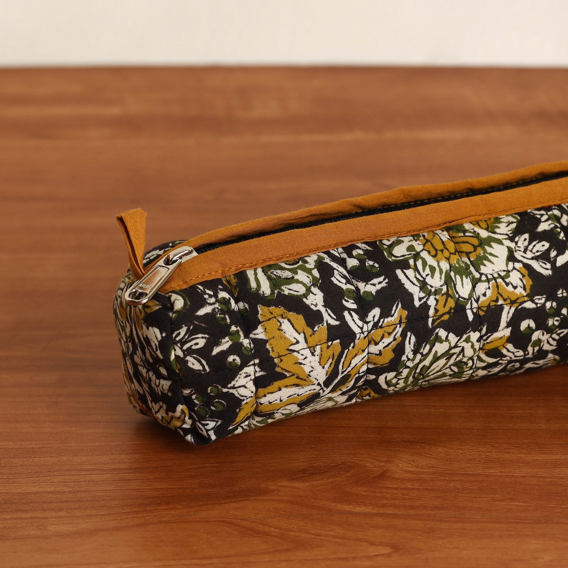 Black - Handmade Quilted Cotton Pencil Pouch 02
