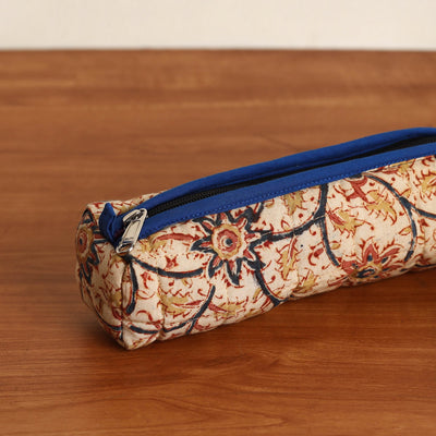 Beige - Handmade Quilted Cotton Pencil Pouch 01